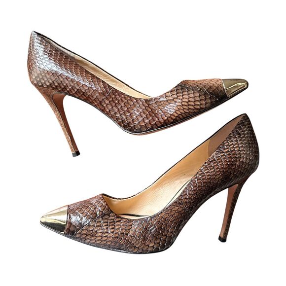 VC SIGNATURE Leather Snake Print Pointed Toe Heel Sz 9.5 - Picture 1 of 5